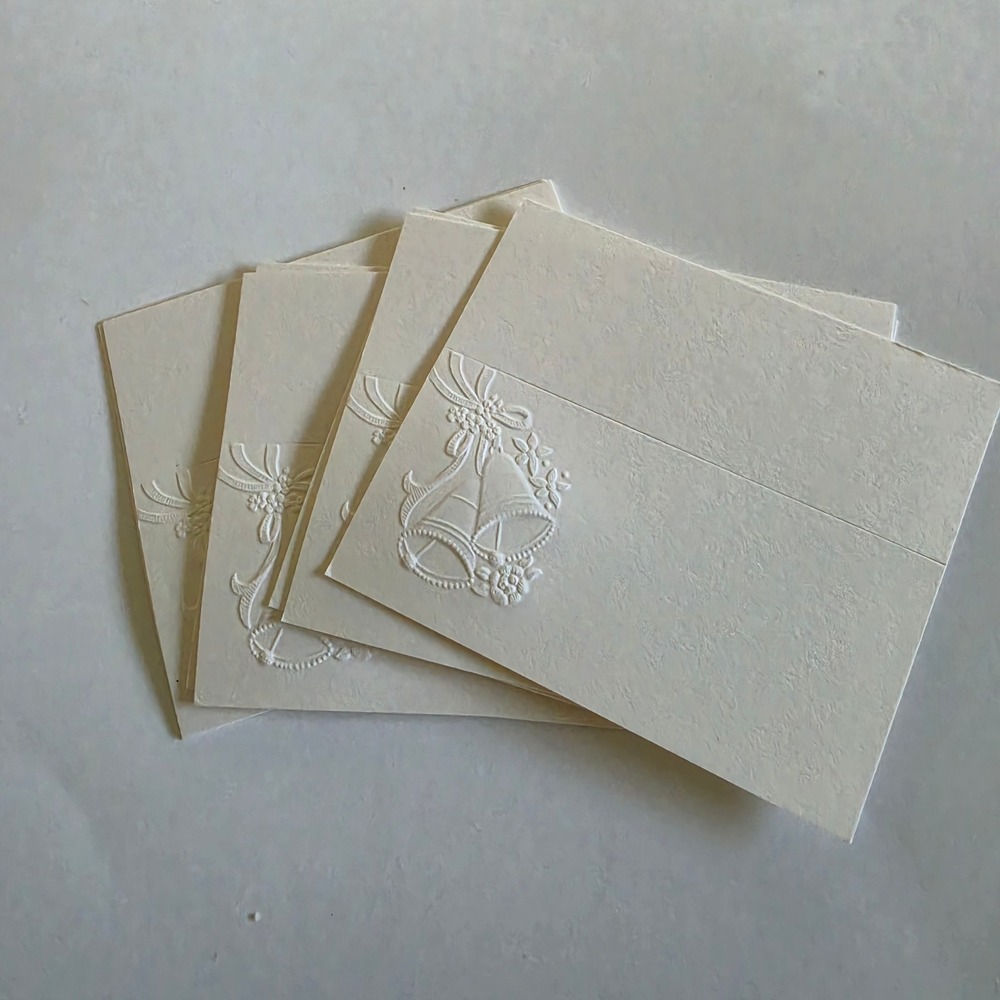 Vintage Embossed Wedding Bell Place Cards Cream Ivory Floral Set of 18